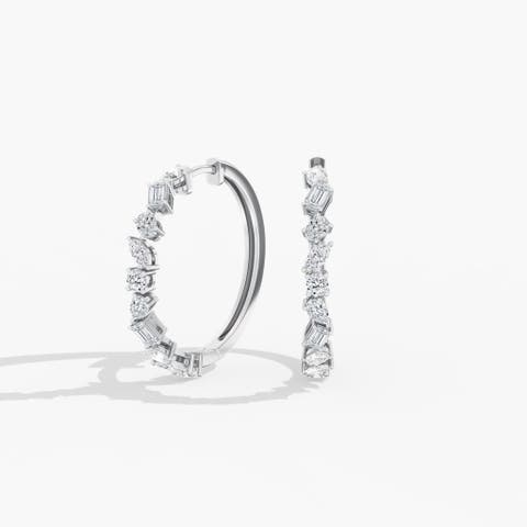 Classic Multi-Shape Lab Diamond Hoop in 14K Gold