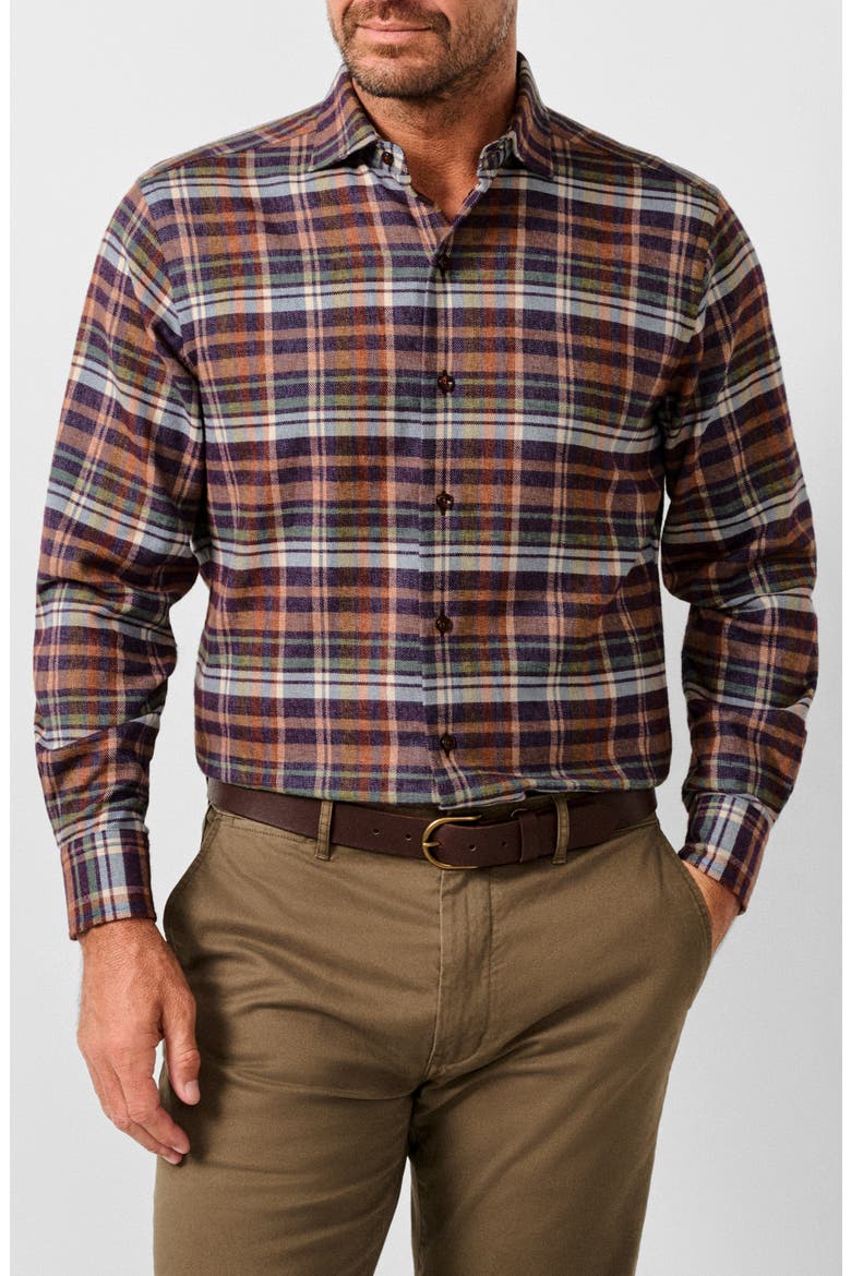 Brushed Plaid Sport Shirt, Main, color, MERLOT/ MULTI