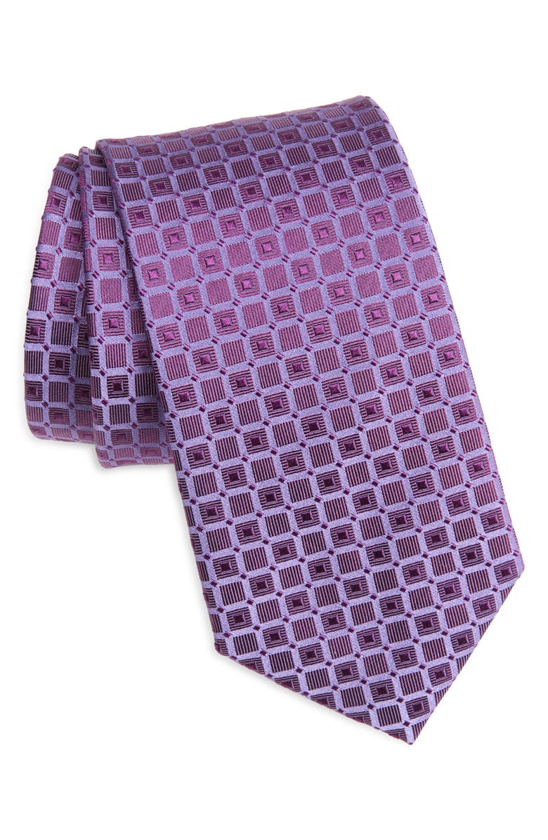 Duchamp Grid Silk Tie, Main, color, Lavender