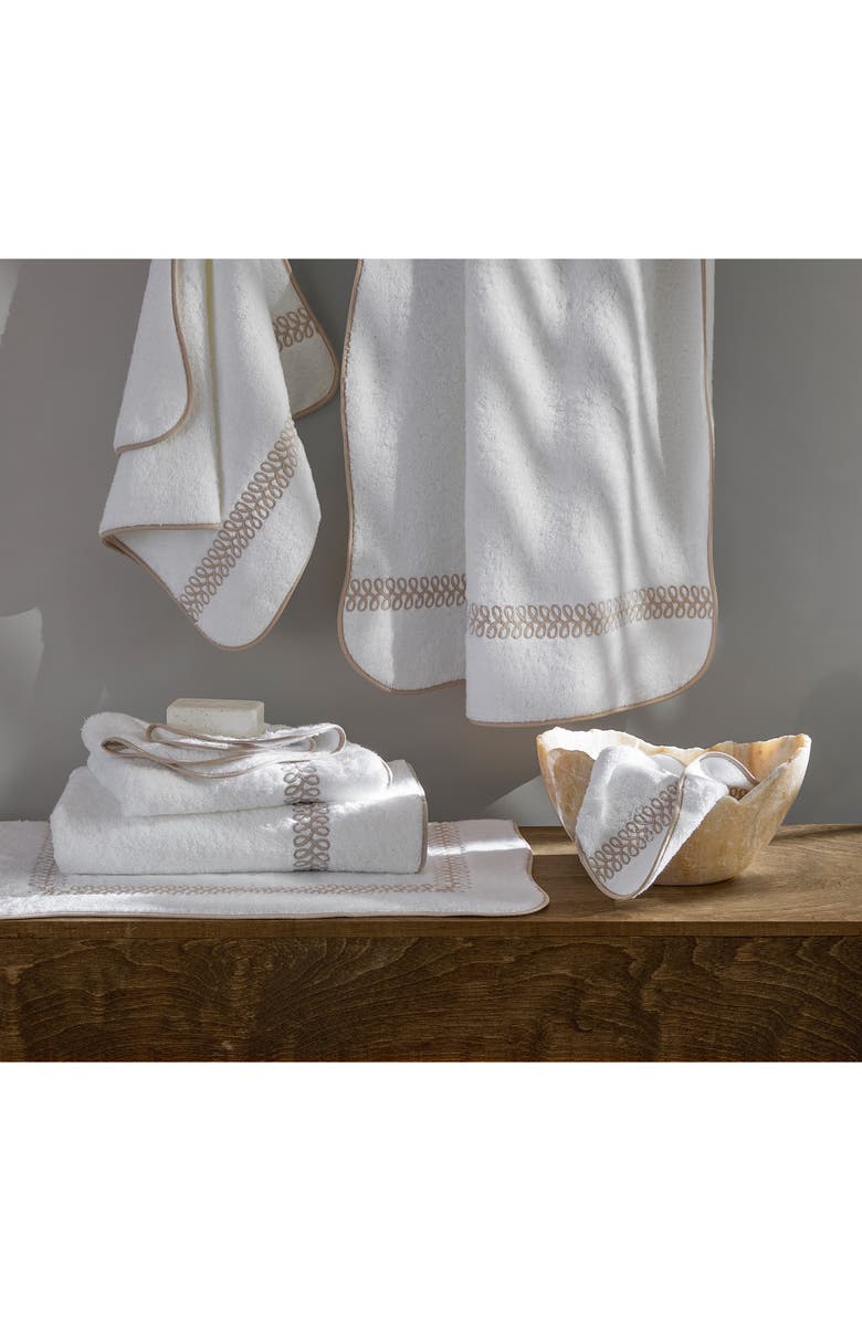 Matouk Astor Braid Cotton Washcloth, Alternate, color, Mocha