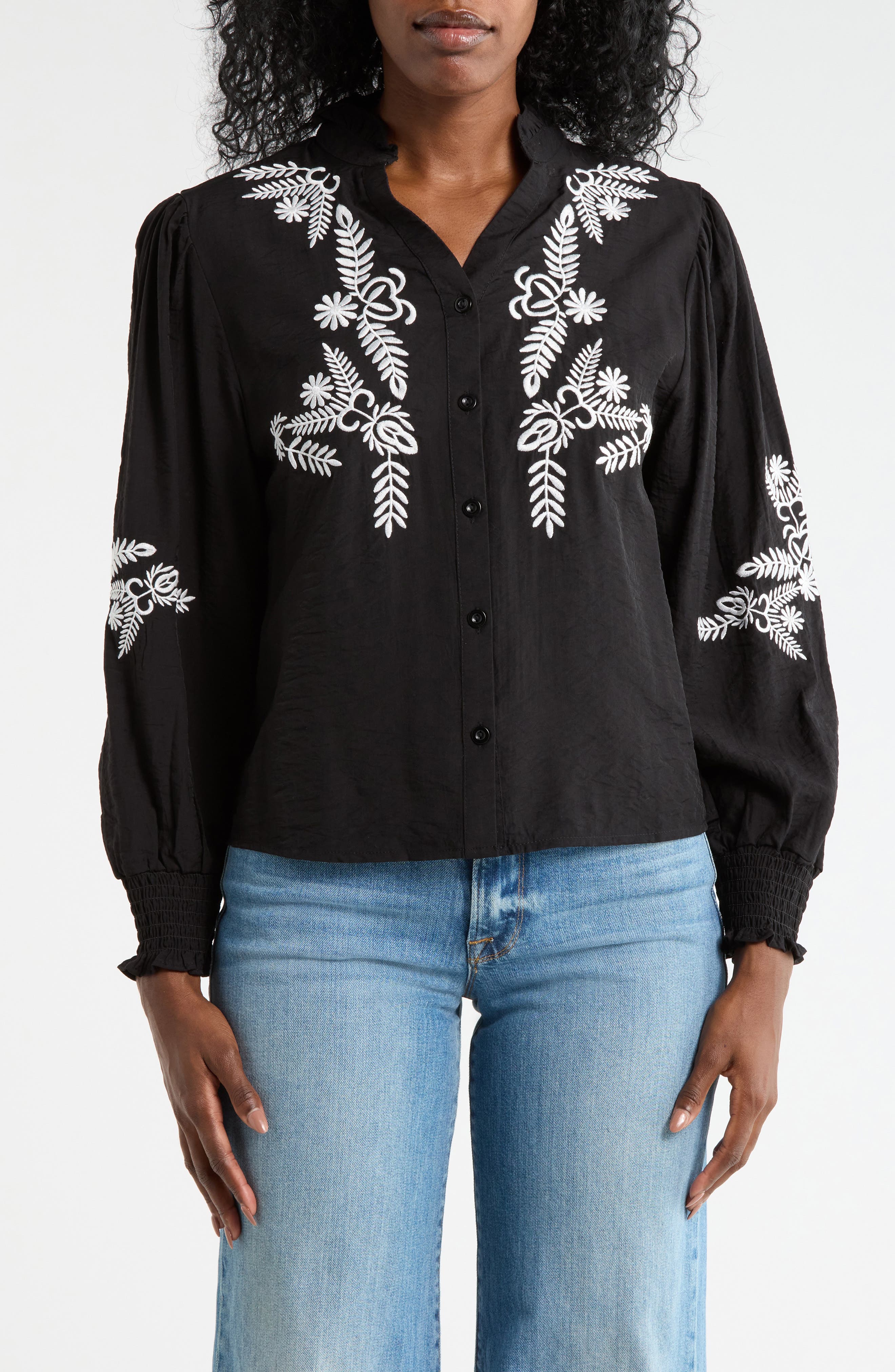 Forgotten Grace Embroidered Buttoned Top