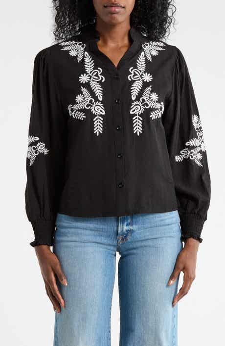Forgotten Grace Embroidered Buttoned Top
