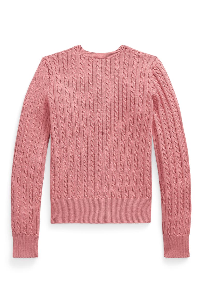 Kids' Cable Stitch Cotton Cardigan, Alternate, color, PINK
