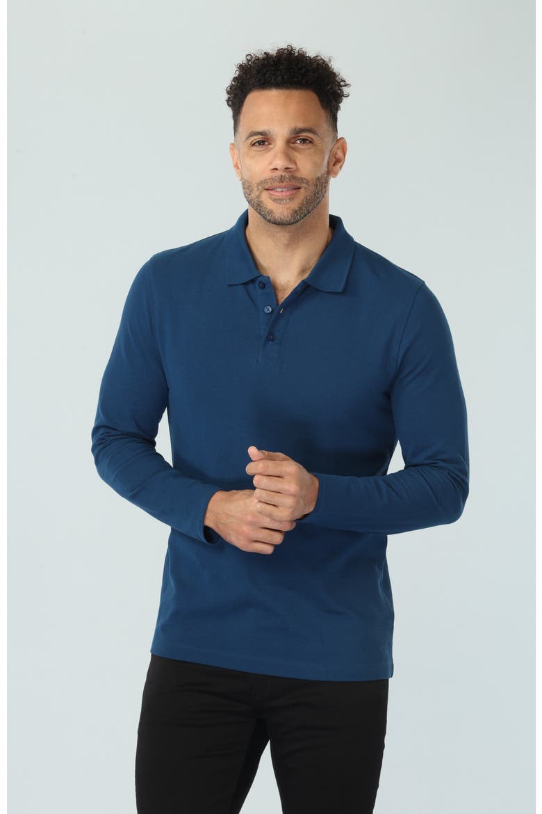 Poseidon Long Sleeve Polo, Main, color, Blue