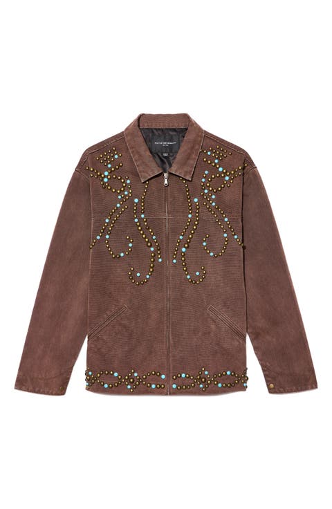 Canvas Workwear Jacket with Studded Detail
