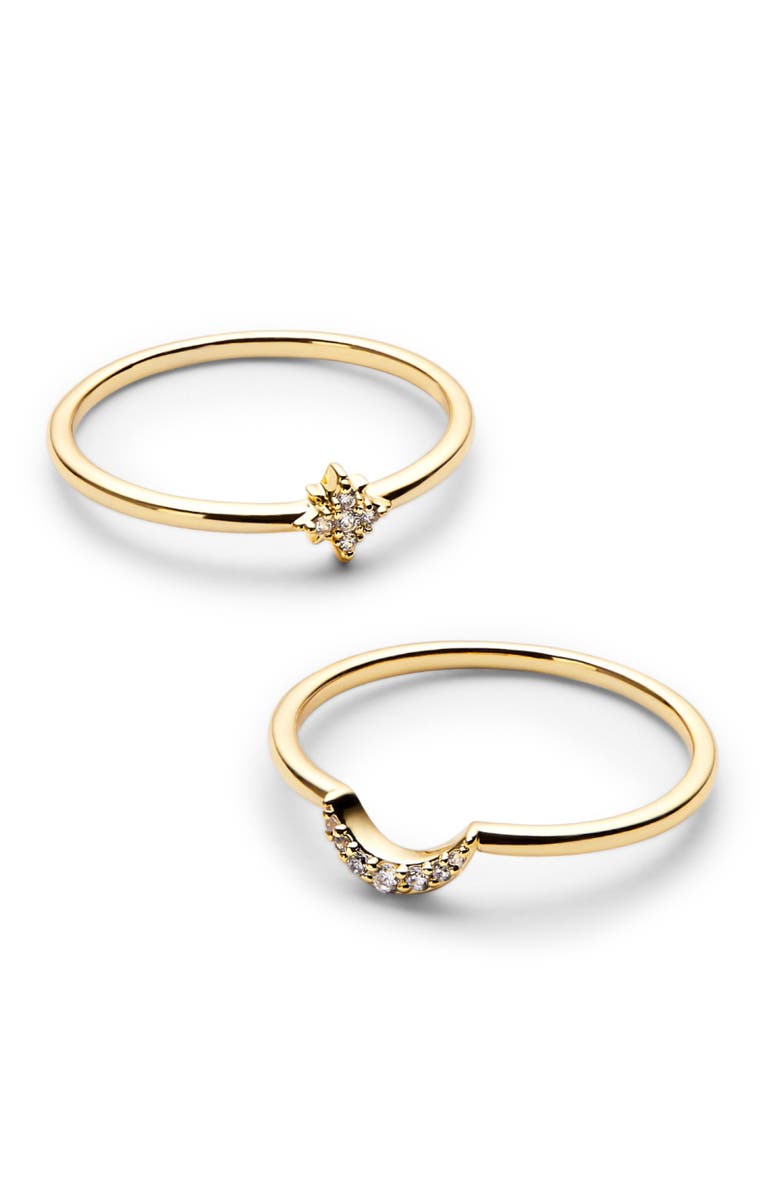 Ana Luisa Moon and Star Rings - Sky Set, Alternate, color, Gold