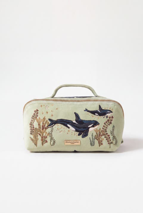 Wild Orcas Open Flat Makeup Bag