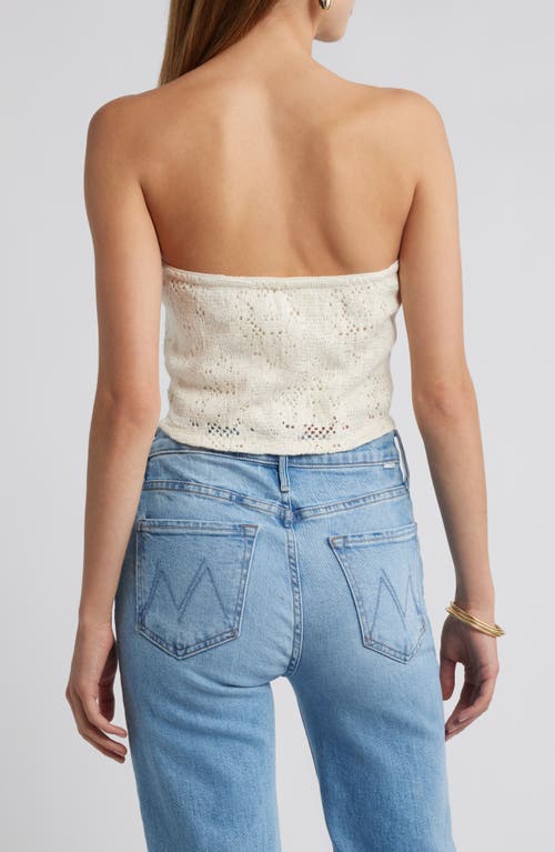 Open Edit Strapless Lace Overlay Crop Top In White