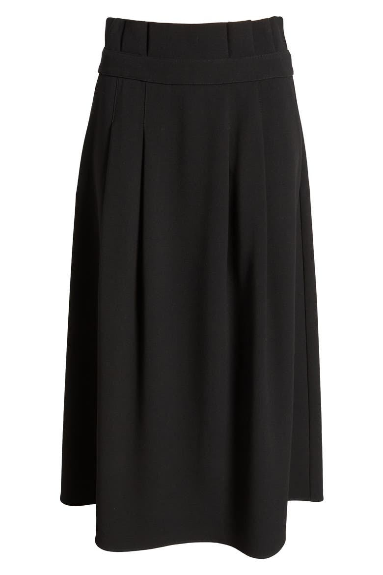 Paperbag Waist A-Line Midi Skirt, Alternate, color, BLACK
