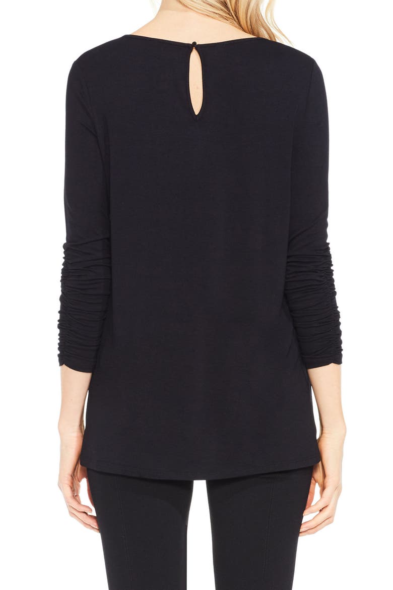 Ruched Sleeve Top, Alternate, color, RICH BLACK