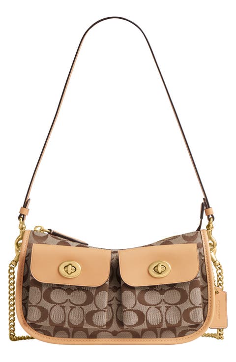 Waverly Twin Turnlock Signature Jacquard & Leather Shoulder Bag