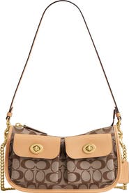 COACH Waverly Twin Turnlock Signature Jacquard & Leather Shoulder Bag