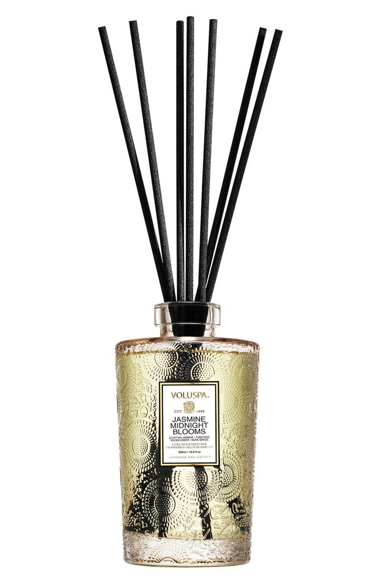 Voluspa Jasmine Midnight Blooms Luxe Reed Diffuser, Main, color,
