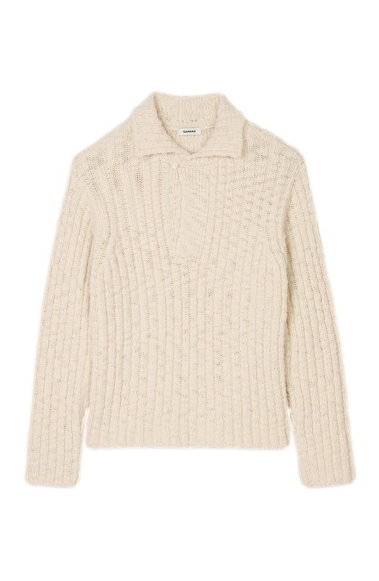 SANDRO Chunky knit polo neck sweater, Alternate, color,