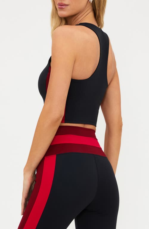 Beach Riot Yara Colorblock Racerback Crop Tank In Black