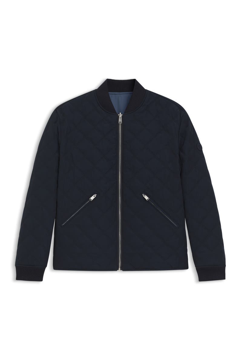 BOSS Corle Quilted Water Repellent Reversible Bomber Jacket, Alternate, color, Dark Blue