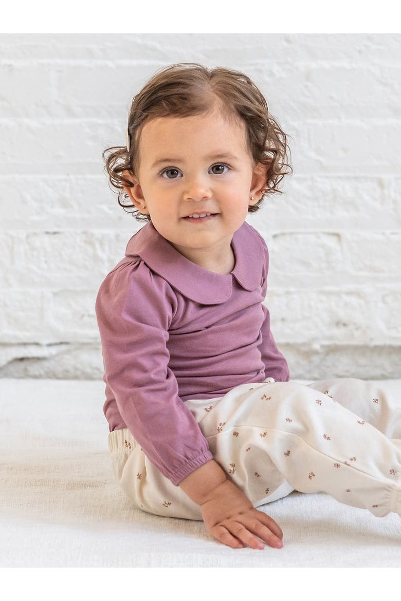 Organic Peggy Peter Pan Collared Bodysuit, Alternate, color, Bloom
