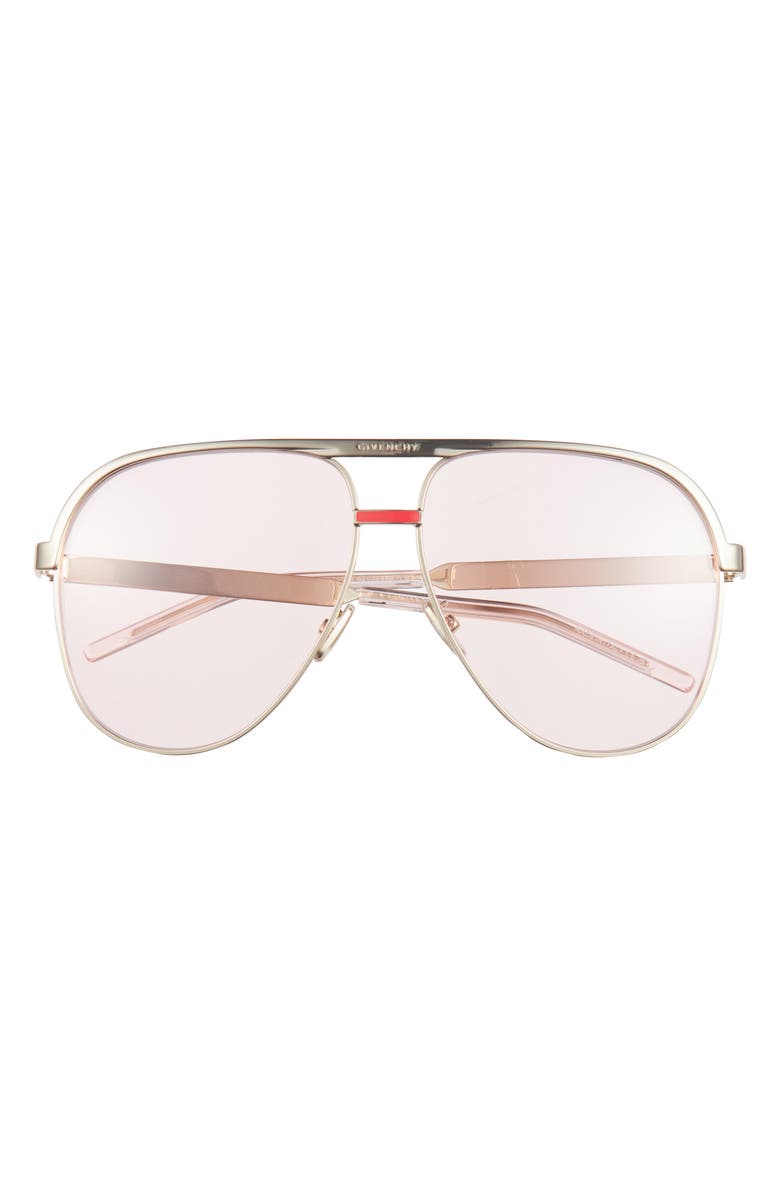 Givenchy G Ride 62mm Oversize Pilot Sunglasses, Main, color, Shiny Endura Gold / Violet