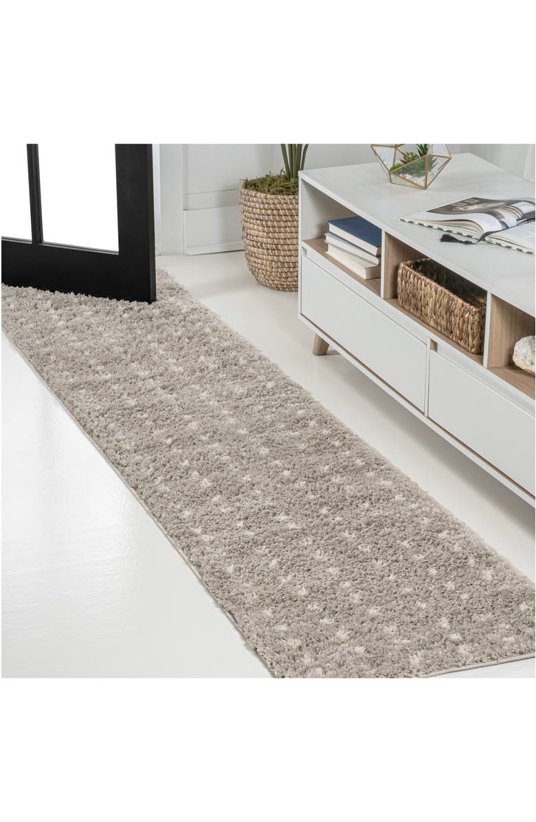 JONATHAN Y Pele Modern Geometric Dot Shag Area Rug, Alternate, color, Gray/Ivory