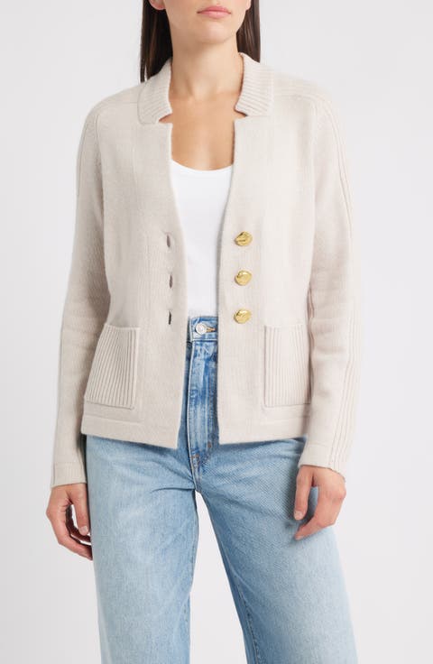 St. Amelia Notched Collar Cashmere Cardigan