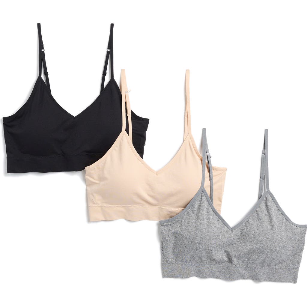 Nordstrom Rack Assorted 3-pack Everyday Bralettes In Beige Smoke Multi