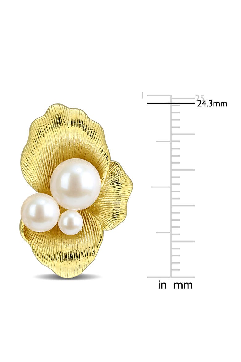 Freshwater Cultured Pearl Shell Stud Earrings, Alternate, color, WHITE GOLD