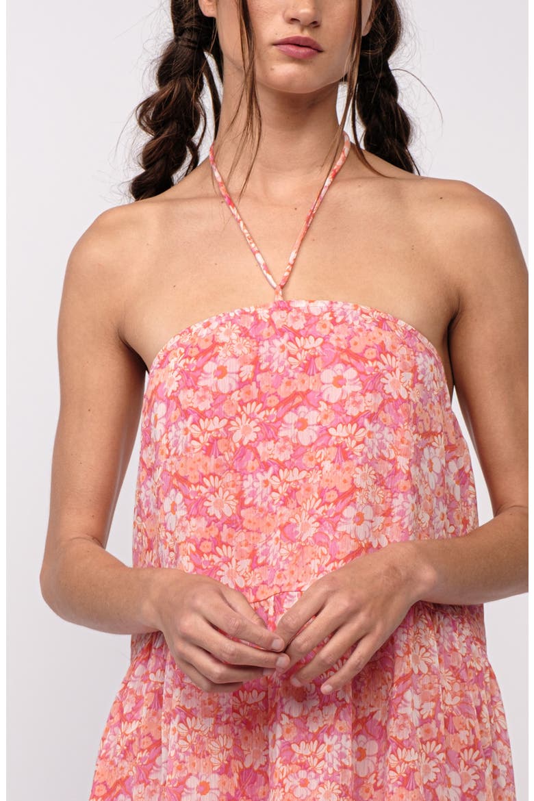 Floral Halter Tie Shift Dress, Alternate, color, PINK