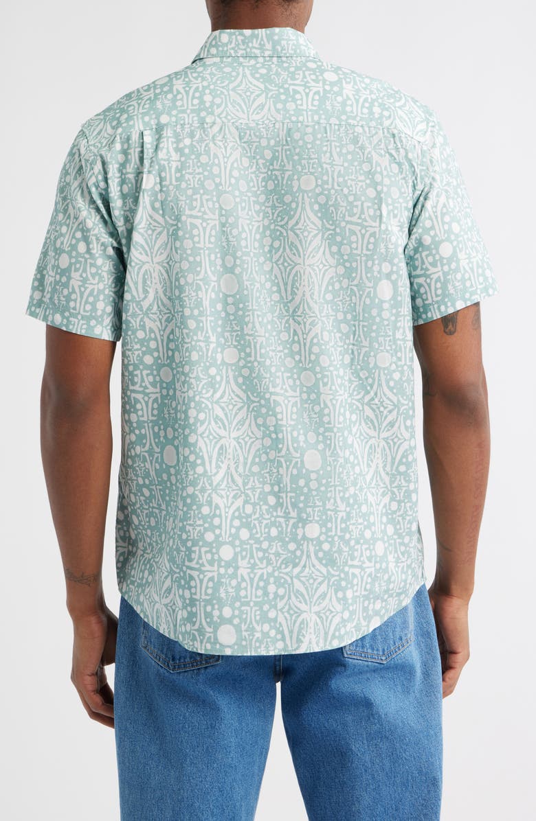 RVCA Jacobs Archive Print Short Sleeve Cotton Blend Button-Up Shirt, Alternate, color, 