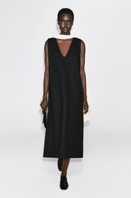 COS Boiled Wool-Blend V-Neck Midi Dress