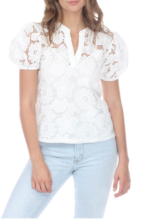 Floral Lace Puff Sleeve Top