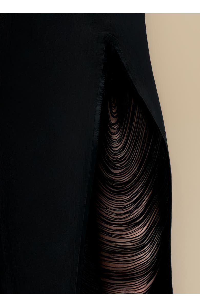 Contessa Mills Madeleine Soft Fringe-Trimmed Stretch Cotton Poplin Skirt, Alternate, color, Black