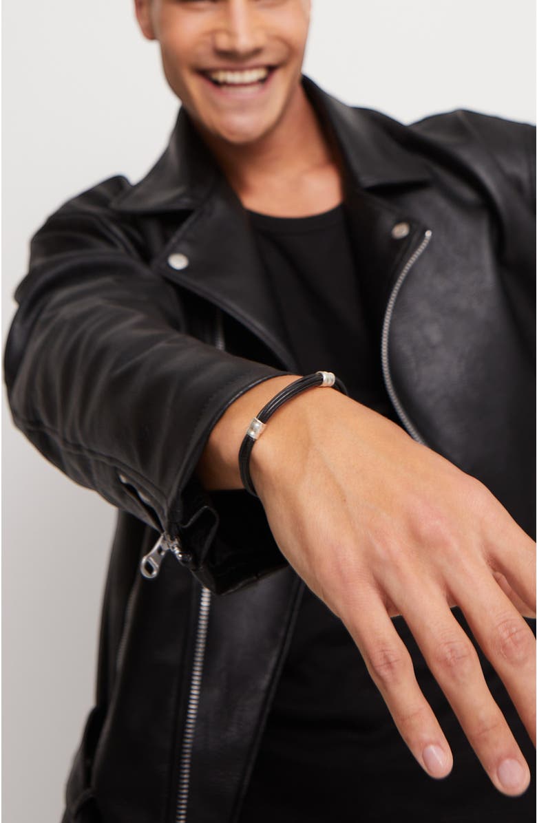 UNODE50 Double Wrap Leather Bracelet, Alternate, color, Silver