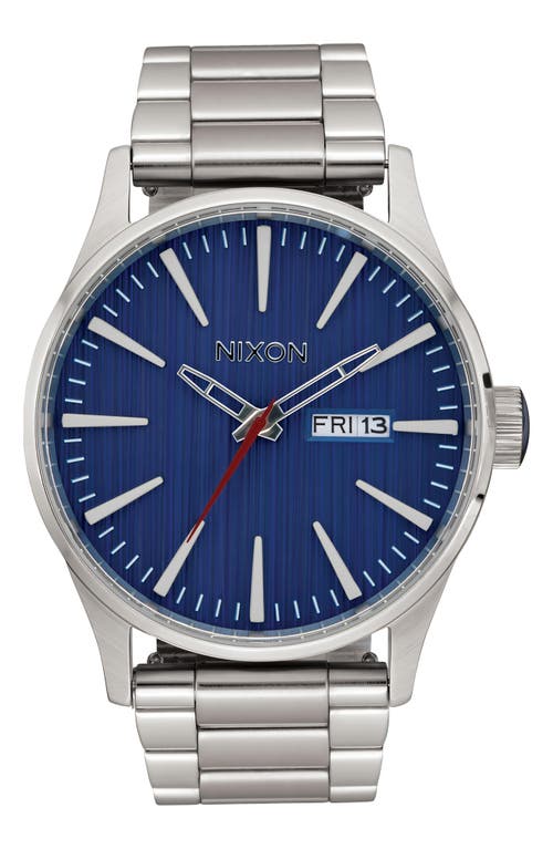 Nixon Sentry Bracelet Watch, 42mm in Silver /Indigo 