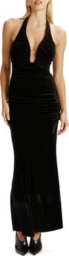 Bardot Elvira Velvet Halter Gown