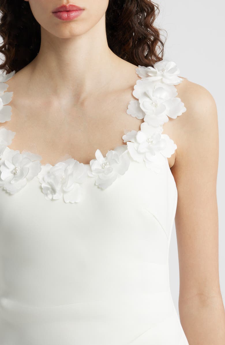 Eliza J Floral Ruched Cocktail Dress, Alternate, color, Ivory