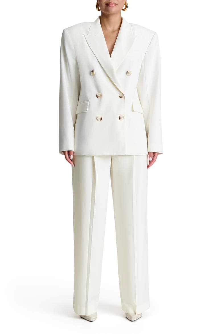 Double Breasted Oversize Blazer, Alternate, color, WHITE
