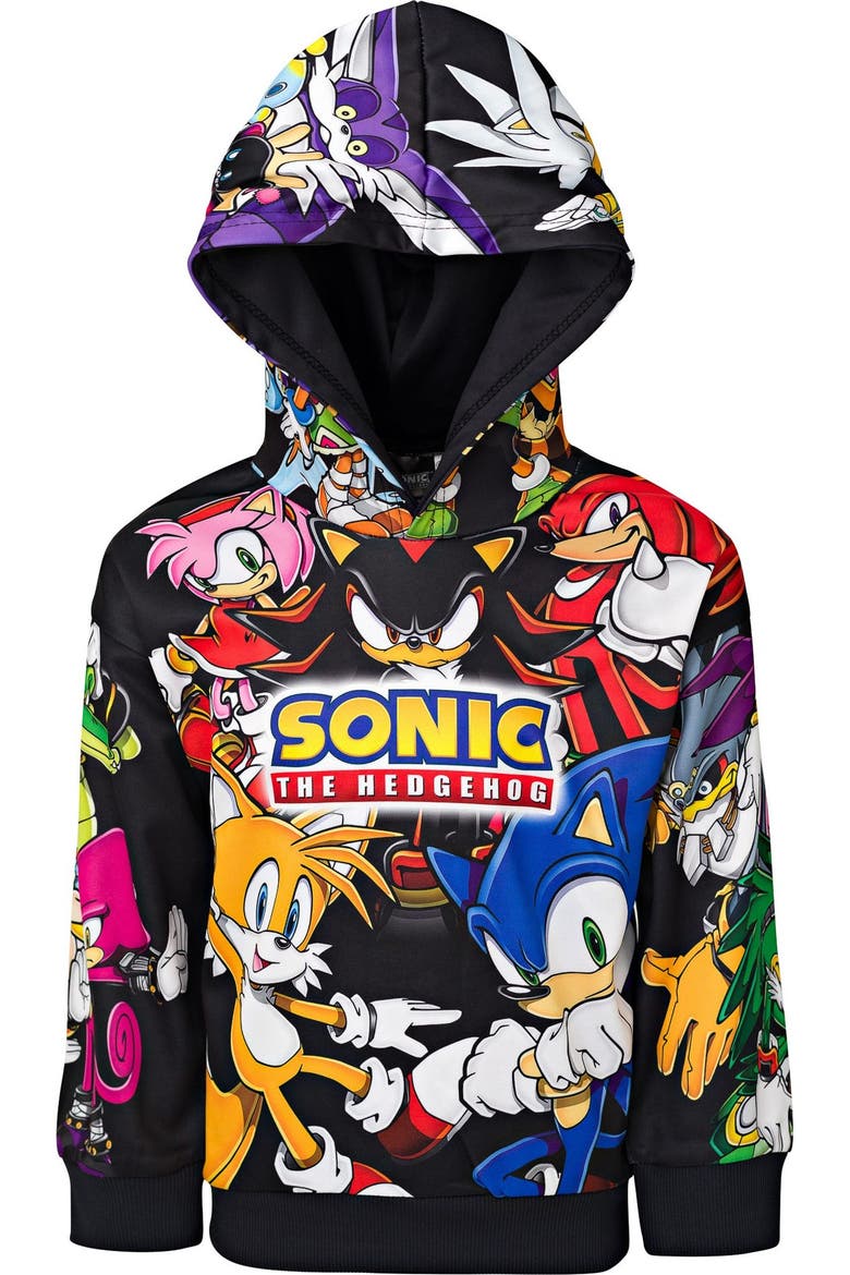 Sonic the Hedgehog Fleece Hooded Sweatshirt, Alternate, color, Sonic Group Black