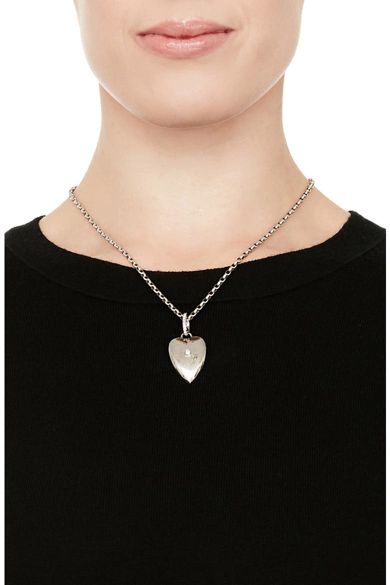 Bezel Diamond Heart Pendant Necklace, Alternate, color, SILVER/ DIAMOND