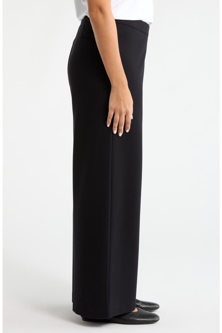 High Waist Wide Leg Ponte Knit Pants(Plus), Alternate, color, BLACK