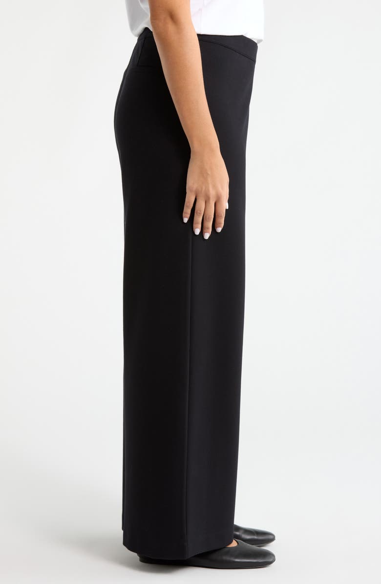 Caslon<sup>®</sup> High Waist Wide Leg Ponte Knit Pants, Alternate, color, Black