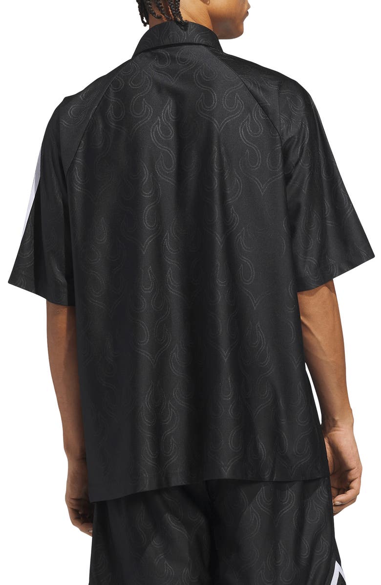 adidas Basketball Flame Short Sleeve Snap-Up Shirt, Alternate, color, Black/ /