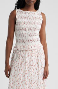 Rails Kane Floral Smocked Cotton Tank