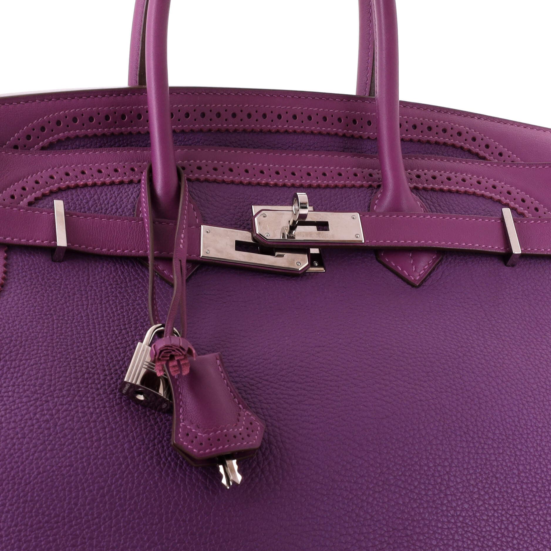 Birkin Ghillies Bag Purple Togo and Swift with Palladium Hardware 35, Alternate, color, Red