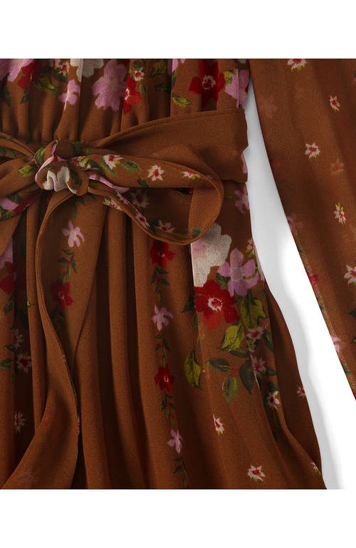 Lands' End Plus Size Chiffon Tiered Long Sleeve Maxi Dress In Brown