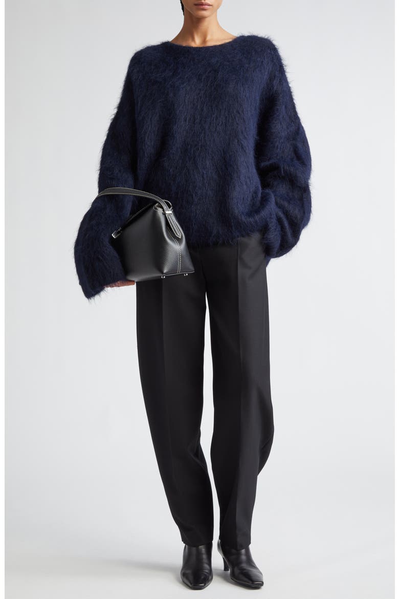 Oversize Boxy Alpaca Blend Sweater, Alternate, color, NAVY