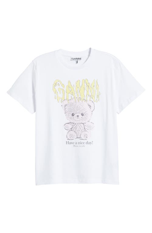 Ganni Basic Cotton Jersey Teddy Relaxed T-shirt In Bright White