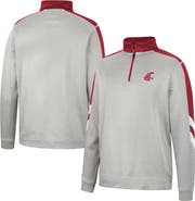 COLOSSEUM Men's Colosseum Gray/Crimson Washington State Cougars Bushwood Fleece Quarter-Zip Jacket