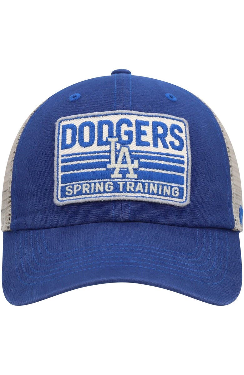 '47 Men's '47 Royal/Tan Los Angeles Dodgers Four Stroke Clean Up Trucker Snapback Hat, Alternate, color, Royal