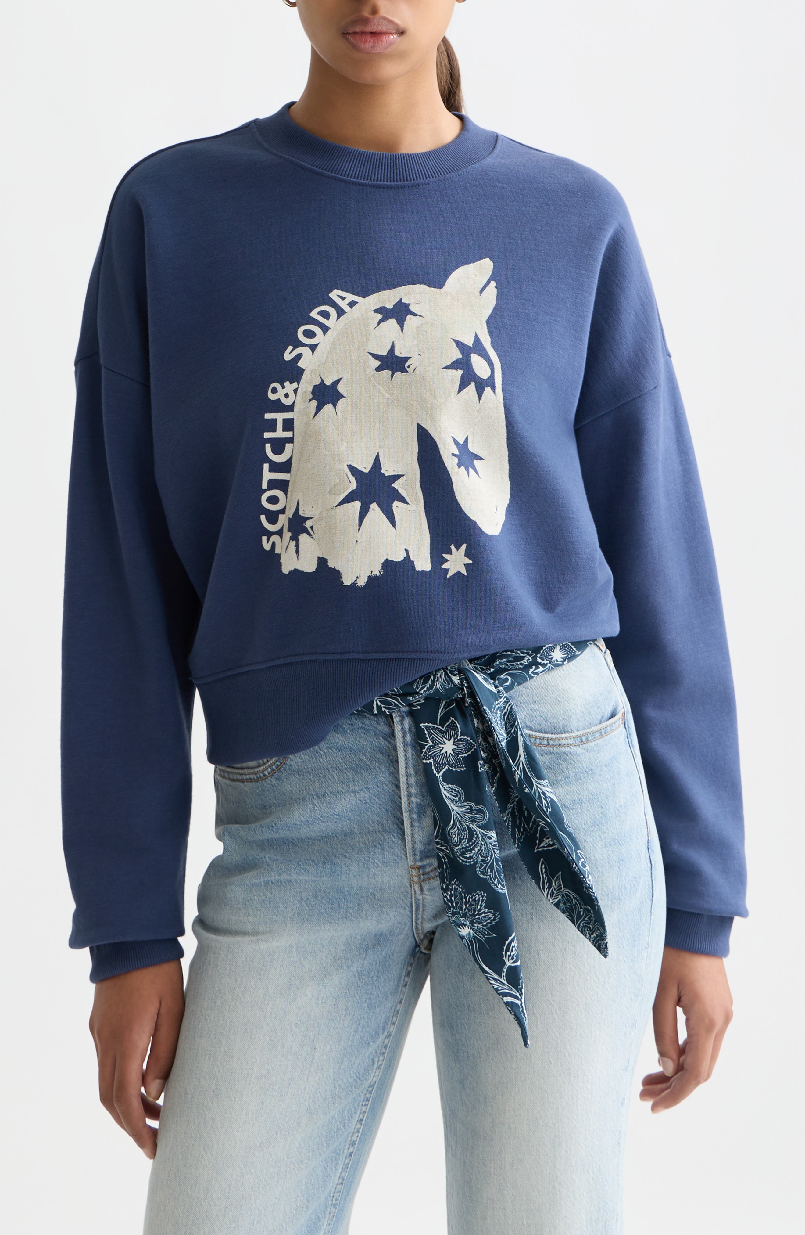 Scotch & Soda Horse Cotton Graphic Sweatshirt (Women) | Nordstrom