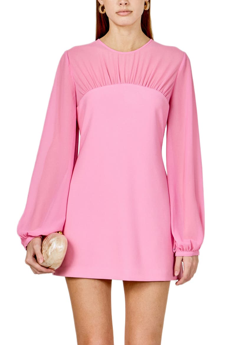 Long Sleeve Mixed Media Minidress, Alternate, color, PINK